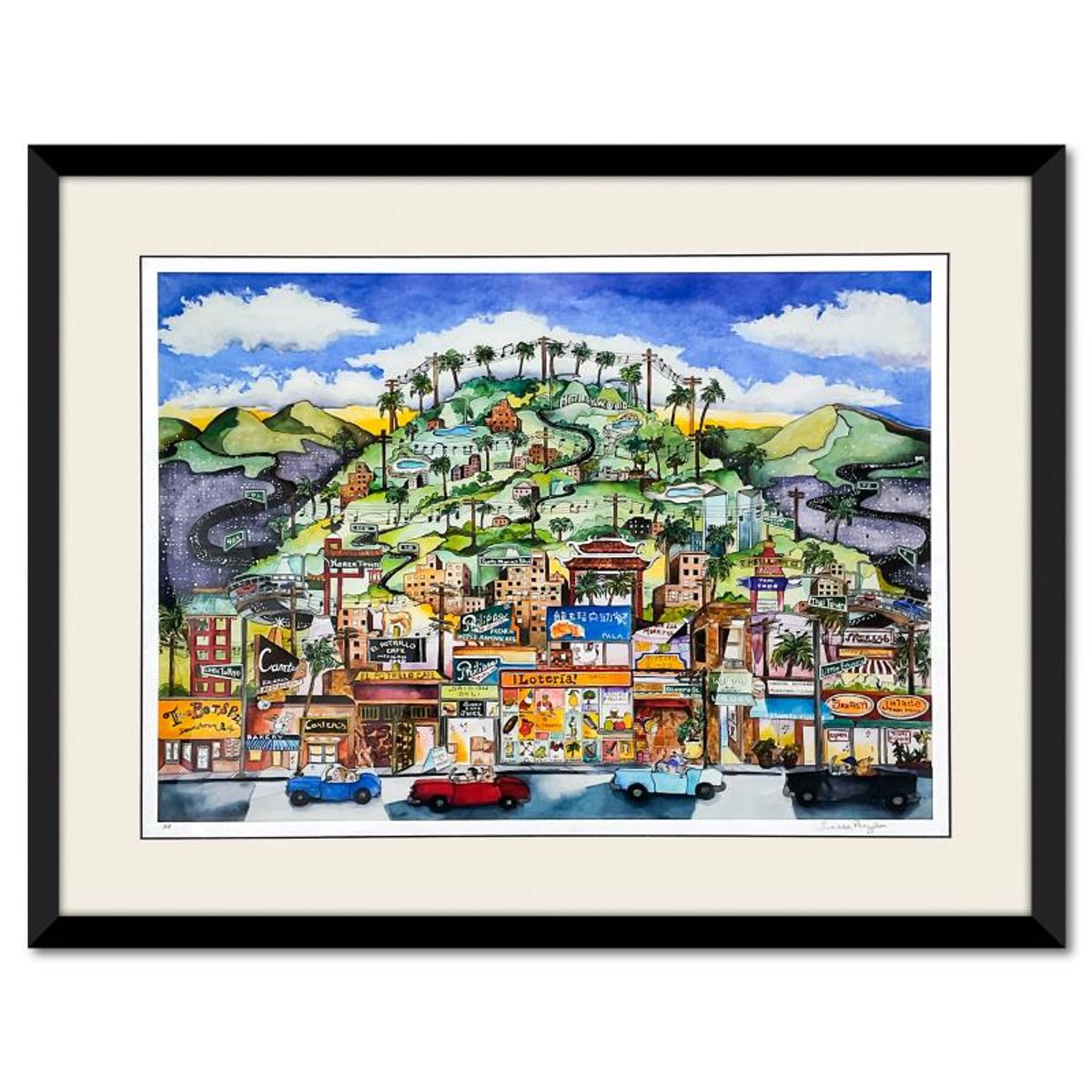 Linnea Pergola, "I Love LA" Framed Limited Edition from an AP Edition, Hand Signed with Letter of Authenticity.