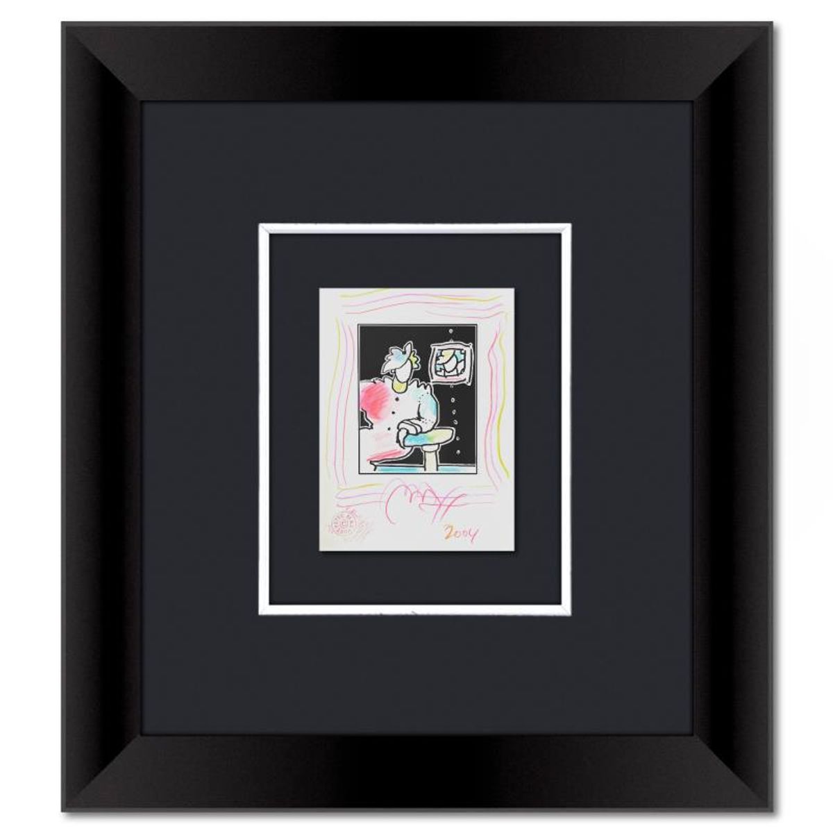 Peter Max, Framed One-of-a-Kind Mixed Media, Hand Signed with Registration Number Certifying Authenticity.