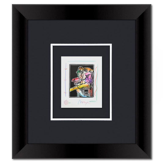 Peter Max, "Seated Figure" Framed One-of-a-Kind Mixed Media, Hand Signed with Registration Number Certifying Authenticity.