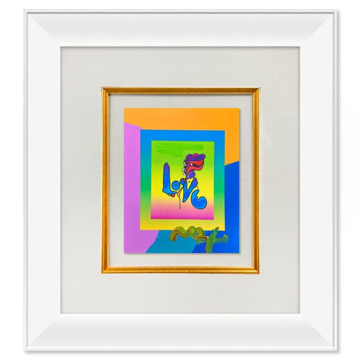 Peter Max, "Love" Framed One-of-a-Kind Acrylic Mixed Media, Hand Signed with Registration Number Certifying Authenticity.