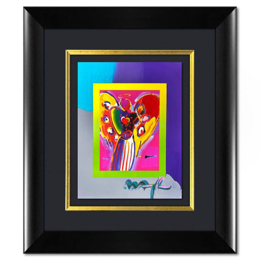 Peter Max, "Angel with Heart" Framed One-of-a-Kind Acrylic Mixed Media, Hand Signed with Registration Number Certifying Authenticity