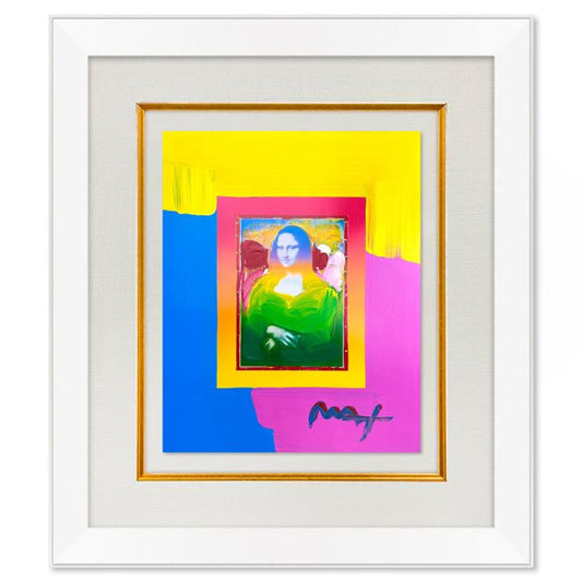 Peter Max, "Mona Lisa" Framed One-of-a-Kind Mixed Media, Hand Signed with Registration Number Certifying Authenticity.