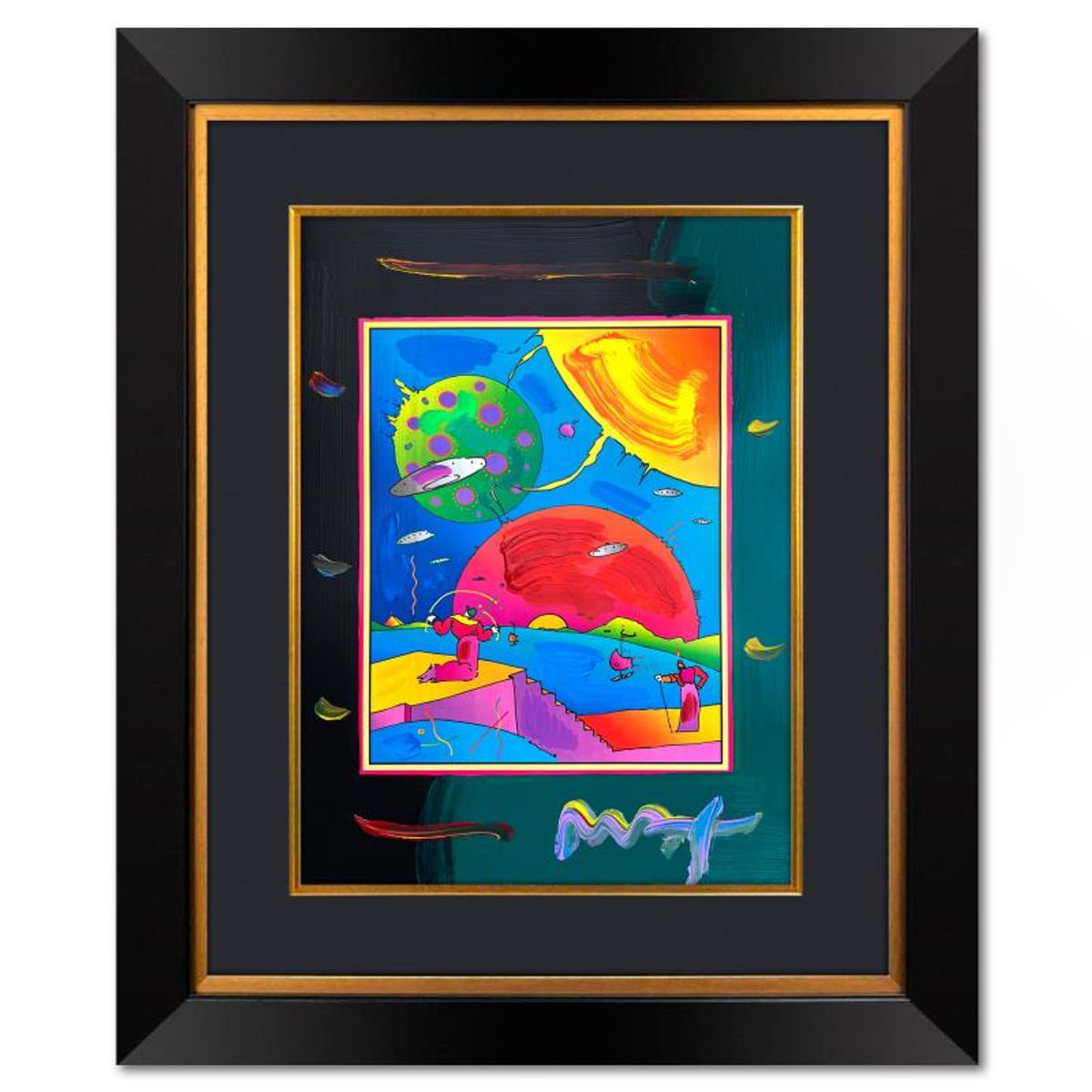 Peter Max, "Year 2250" Framed One-of-a-Kind Mixed Media, Hand Signed with Registration Number Certifying Authenticity.