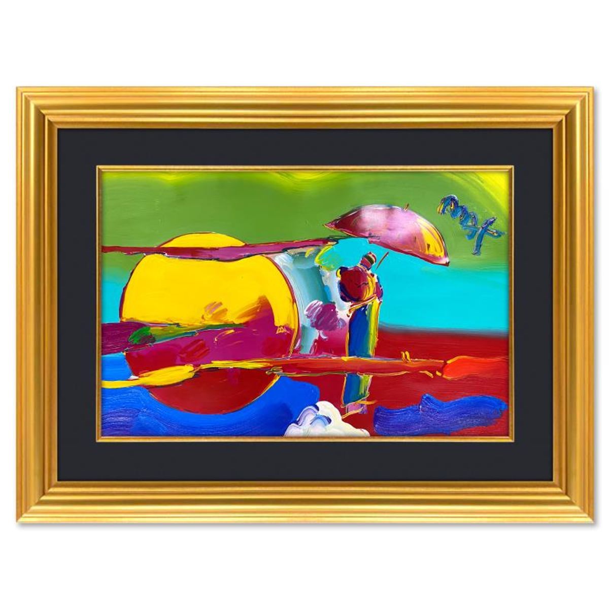 Peter Max, "New Moon 2" Framed One-of-a-Kind Mixed Media, Hand Signed with Registration Number Certifying Authenticity.
