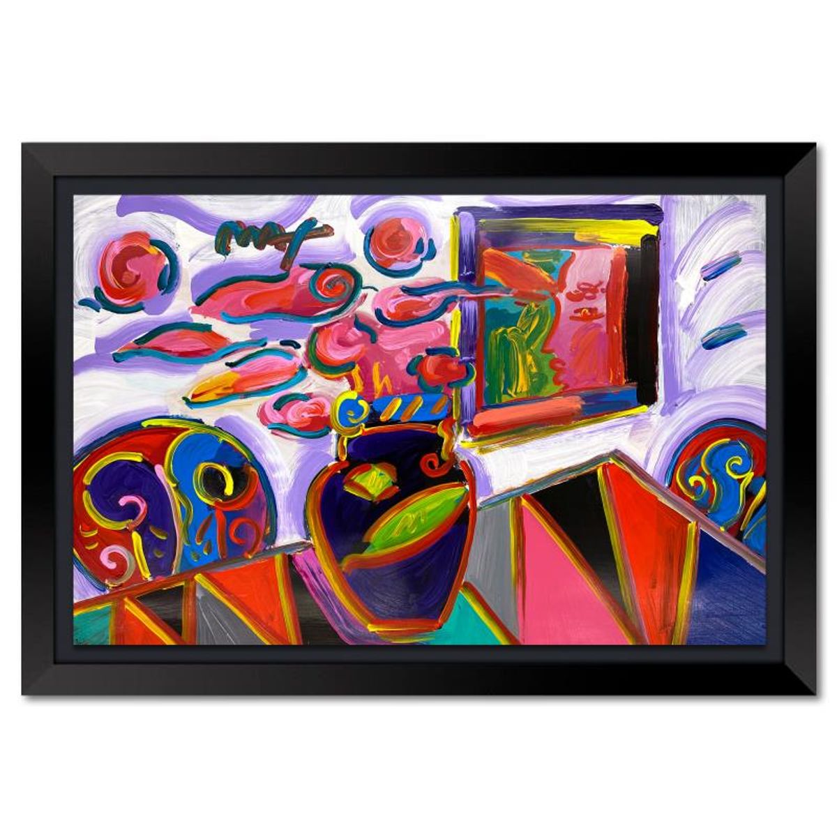 Peter Max, "The Room" Framed One-of-a-Kind Mixed Media, Hand Signed with Registration Number Certifying Authenticity.