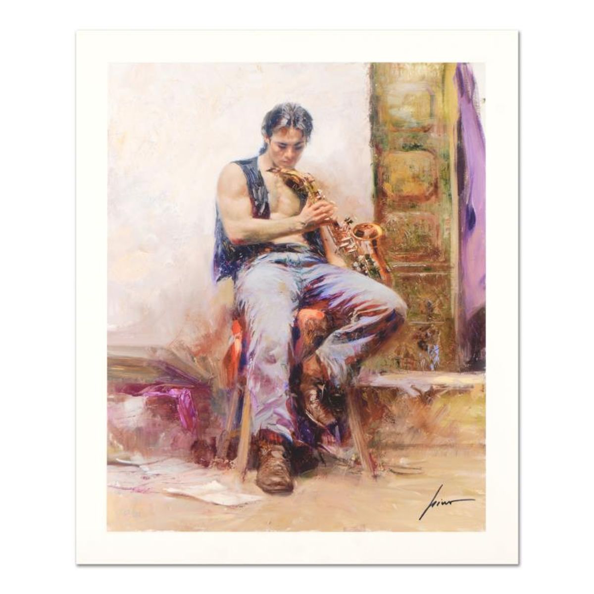 Pino (1939-2010), "Music Lover" Limited Edition Giclee. Numbered and Hand Signed; Certificate of Authenticity.