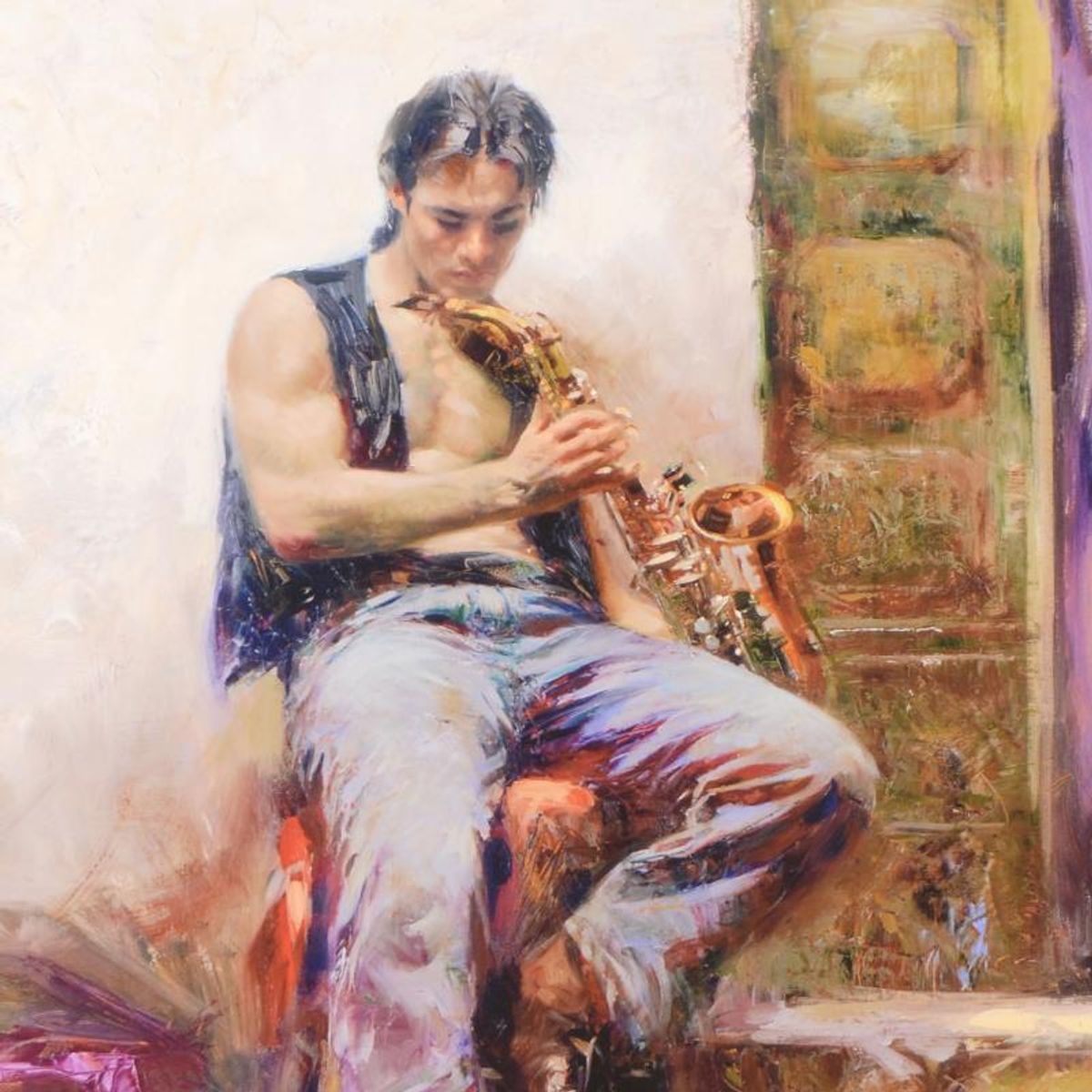 Pino (1939-2010), "Music Lover" Limited Edition Giclee. Numbered and Hand Signed; Certificate of Authenticity.