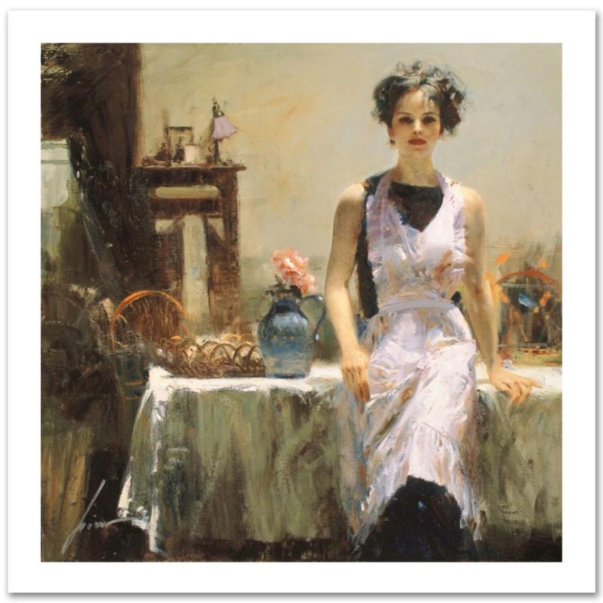 Pino (1939-2010), "Evening Thoughts" Limited Edition on Canvas, Numbered and Hand Signed with Certificate of Authenticity.