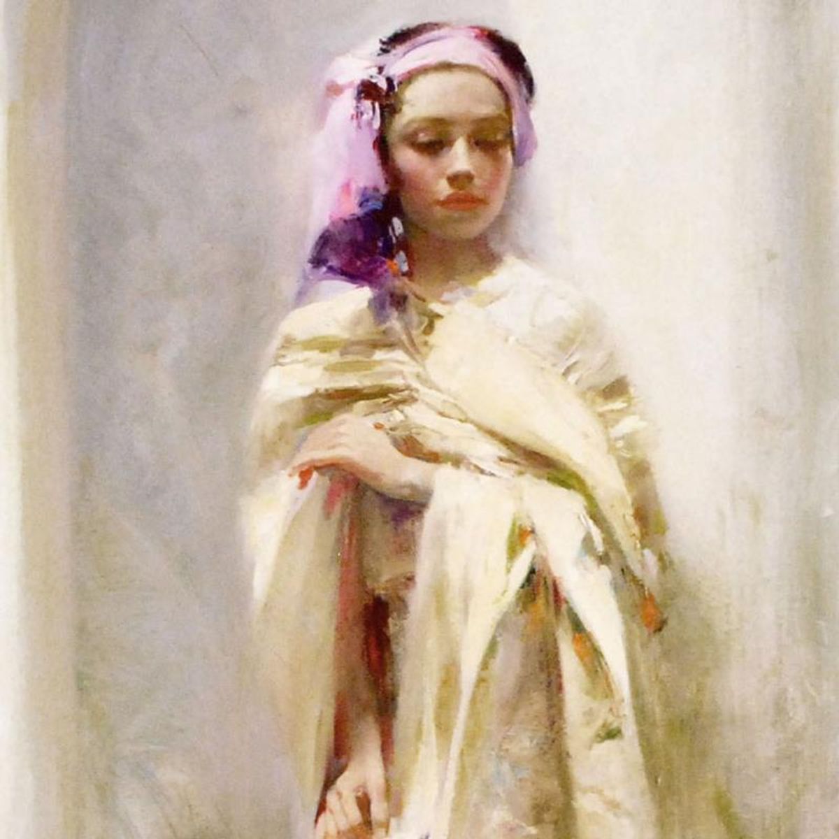 Pino (1939-2010), "The Silk Shawl" Limited Edition on Canvas, Numbered and Hand Signed with Certificate of Authenticity.