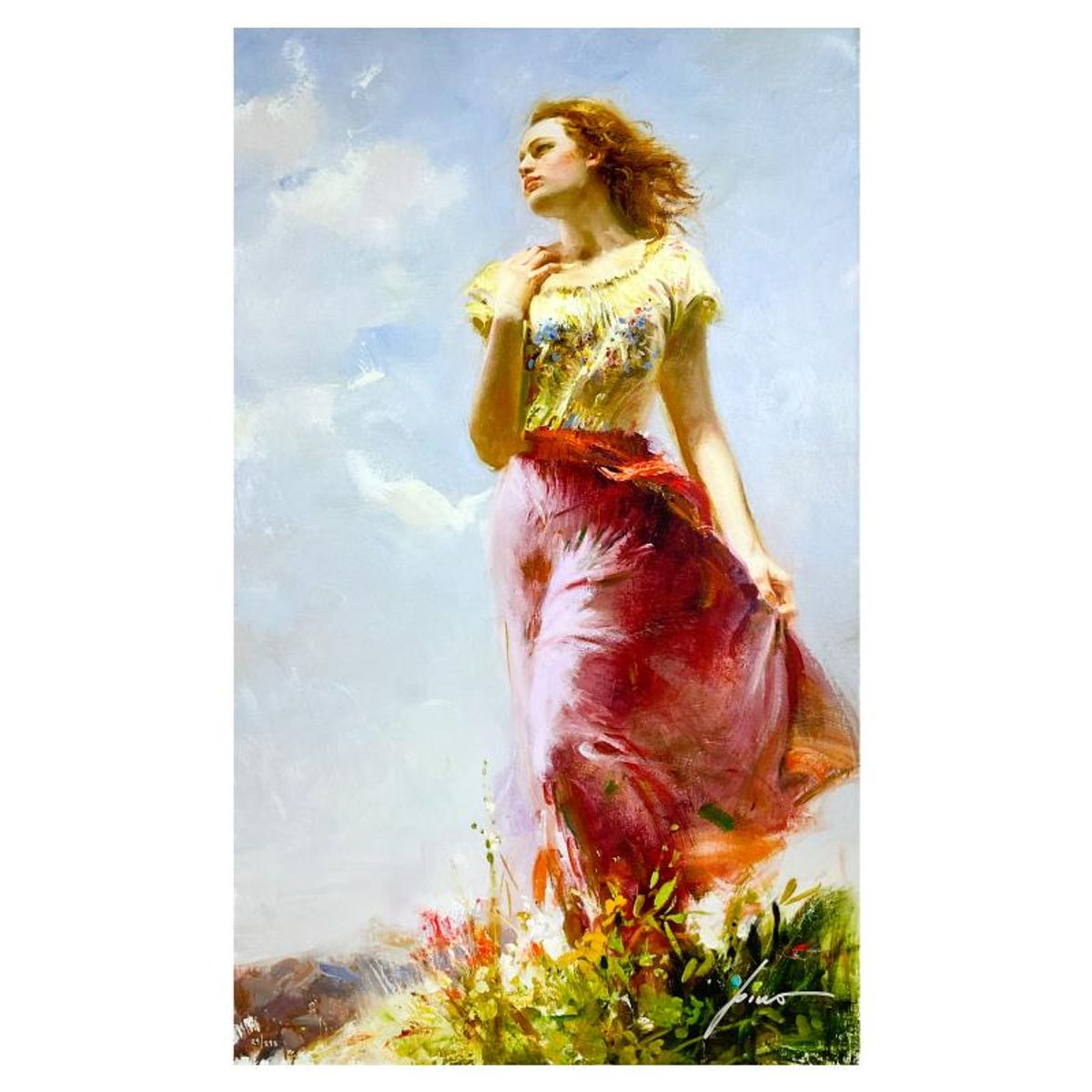 Pino (1939-2010), "Wind Swept" Limited Edition on Canvas, Numbered 29/295 and Hand Signed with Certificate of Authenticity.