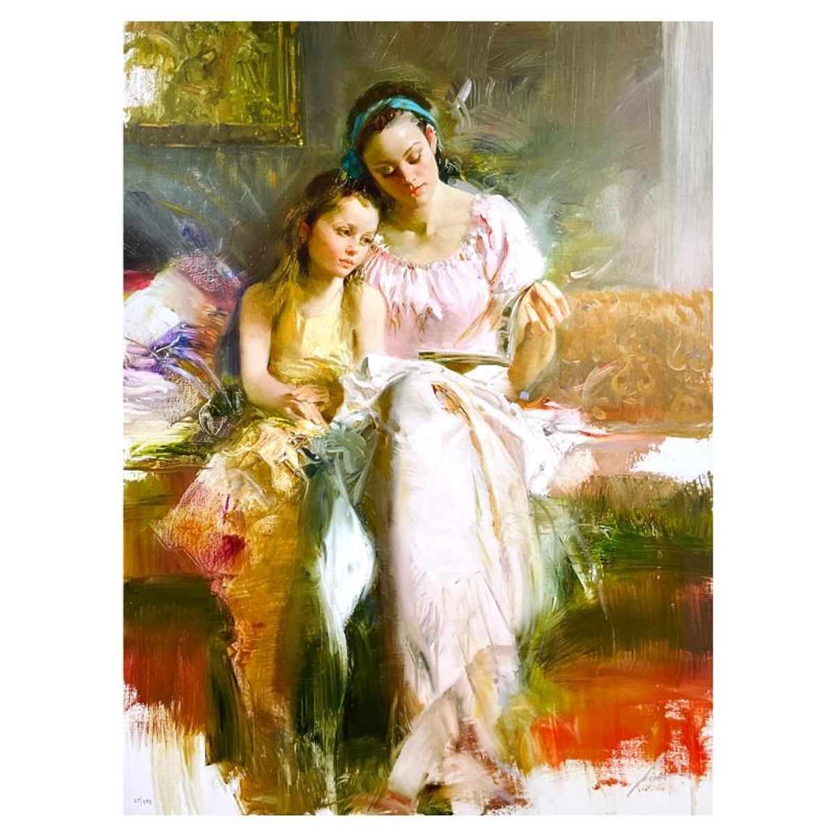 Pino (1939-2010), "Bedtime Stories" Limited Edition on Canvas, Numbered 67/295 and Hand Signed with Certificate of Authenticity.