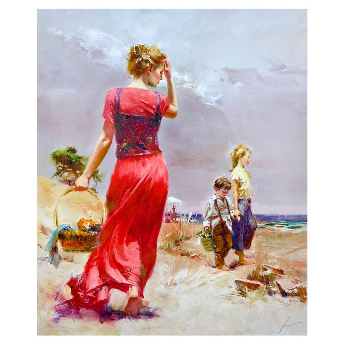 Pino (1939-2010), "Seaside Gathering" Limited Edition on Canvas, Numbered 2/295 and Hand Signed with Certificate of Authenticity.