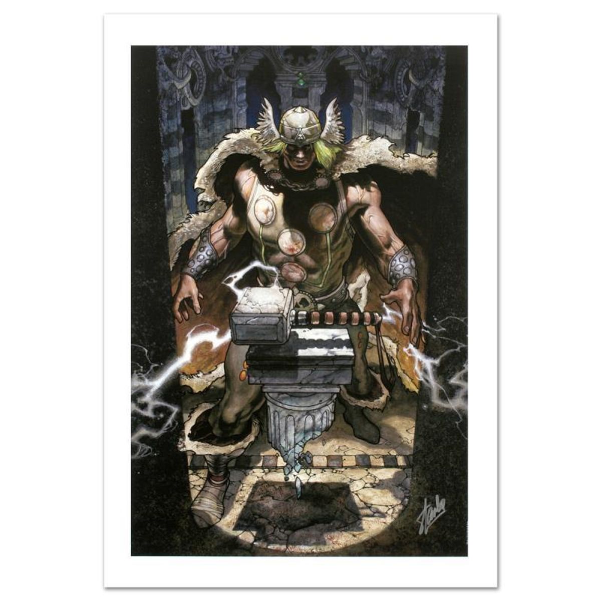 Stan Lee Signed, Marvel Comics Limited Edition Canvas 2/99 "Thor: For Asgard #6" with Certificate of Authenticity.