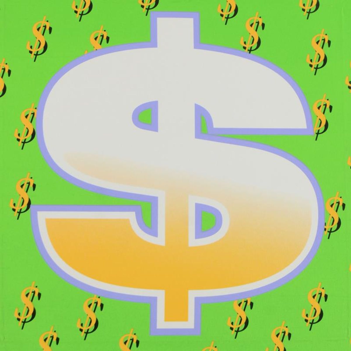 Steve Kaufman (1960-2010), "Dollar Sign (Green Bold)" Limited Edition Hand Pulled Silkscreen on Canvas, Numbered 47/50 and Hand Signed Inverso with Certificate of Authenticity.
