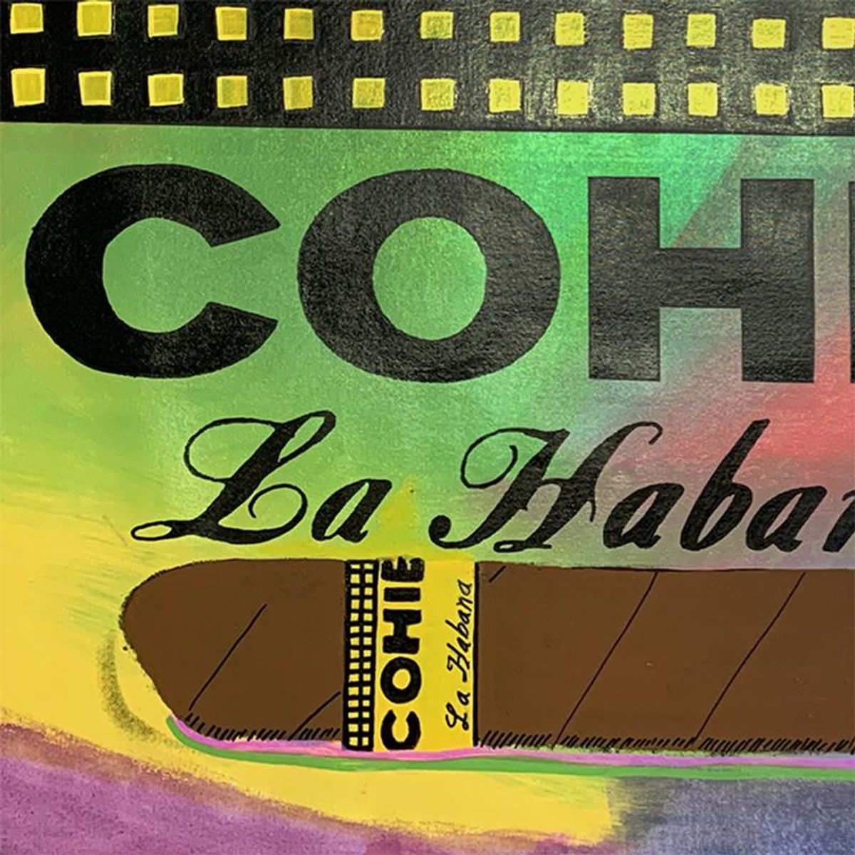 Steve Kaufman (1960-2010), "Cohiba" Hand Pulled Unique Variation Mixed Media on Canvas, Numbered 44/50 and Hand Signed with Letter of Authenticity.
