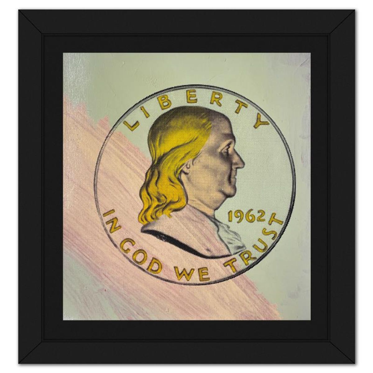 Steve Kaufman (1960-2010), "Ben Half Dollar" Framed Hand Embellished Limited Edition Silscreen, Numbered 14/50 Inverso and Hand Signed with Letter of Authenticity