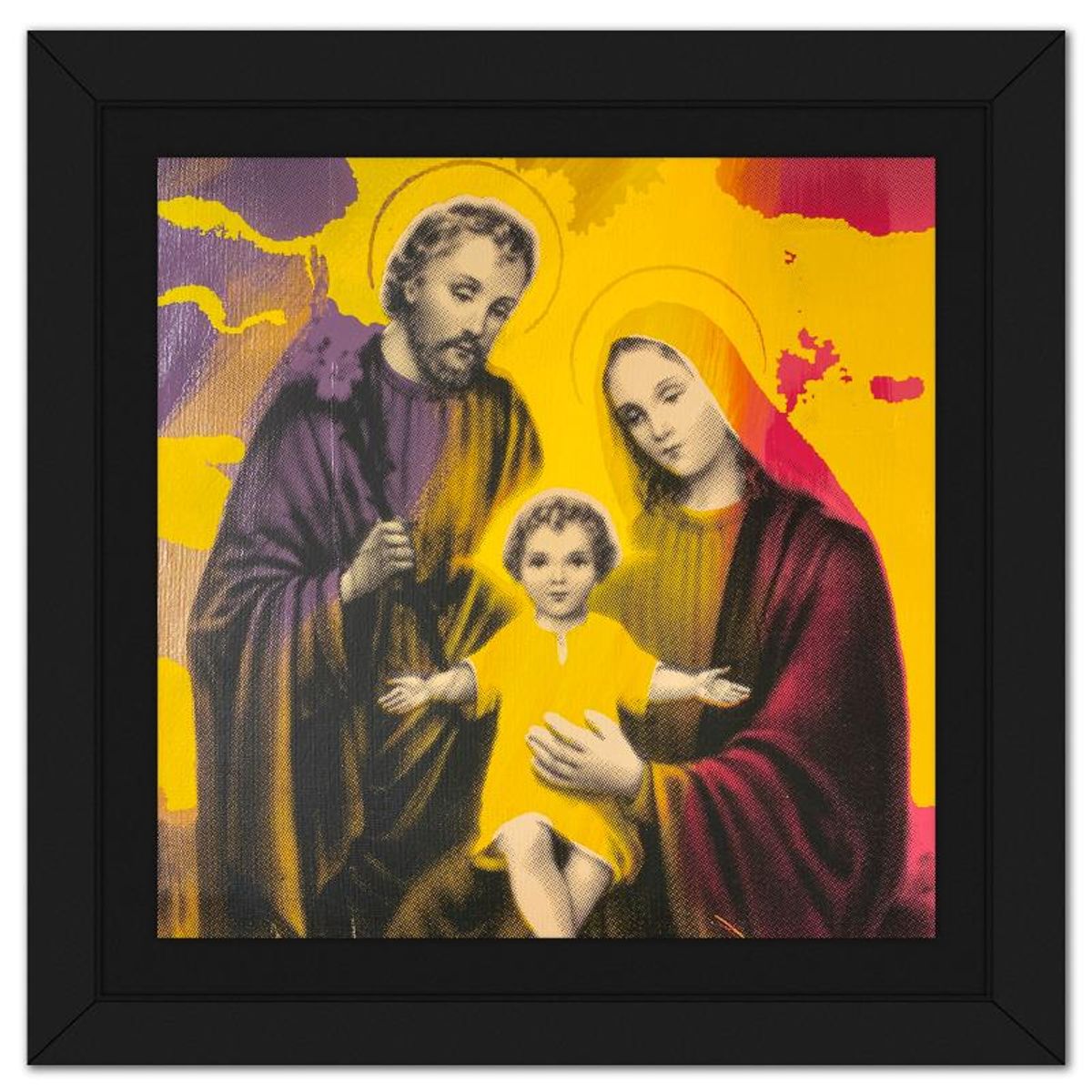 Steve Kaufman (1960-2010), "Mary Joseph and Baby Jesus" Framed Hand Embellished Limited Edition Silscreen, Numbered 13/200 Inverso and Hand Signed with Letter of Authenticity