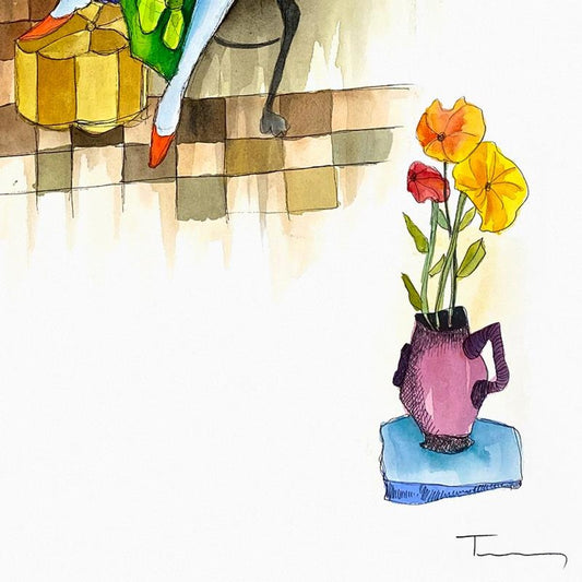 Itzchak Tarkay (1935-2012), Original Mixed Media Watercolor, Hand Signed with Letter of Authenticity.