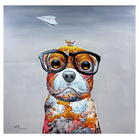 Wang, "Thought Progress" Original Mixed Media Painting on Canvas, Hand Signed with Letter of Authenticity.