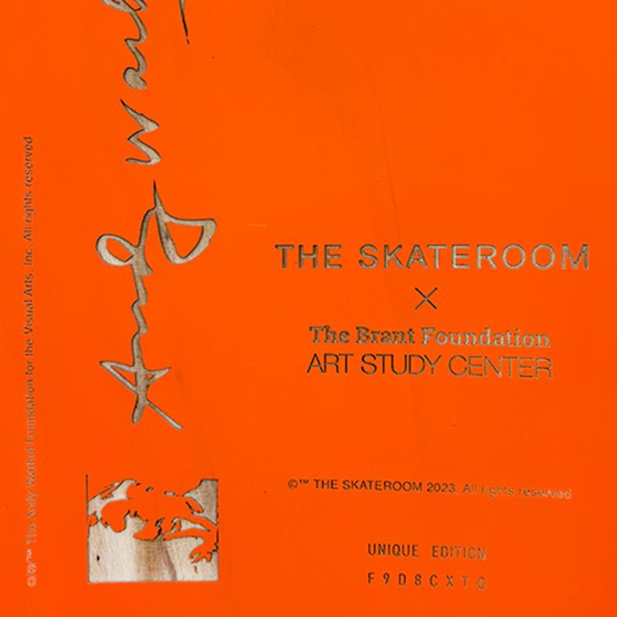 Andy Warhol (1928-1987), "Self-Portrait (Orange)" Framed One-of-a-Kind Unique Edition Skateboard, Signed Inverso with Certificate of Authenticity.