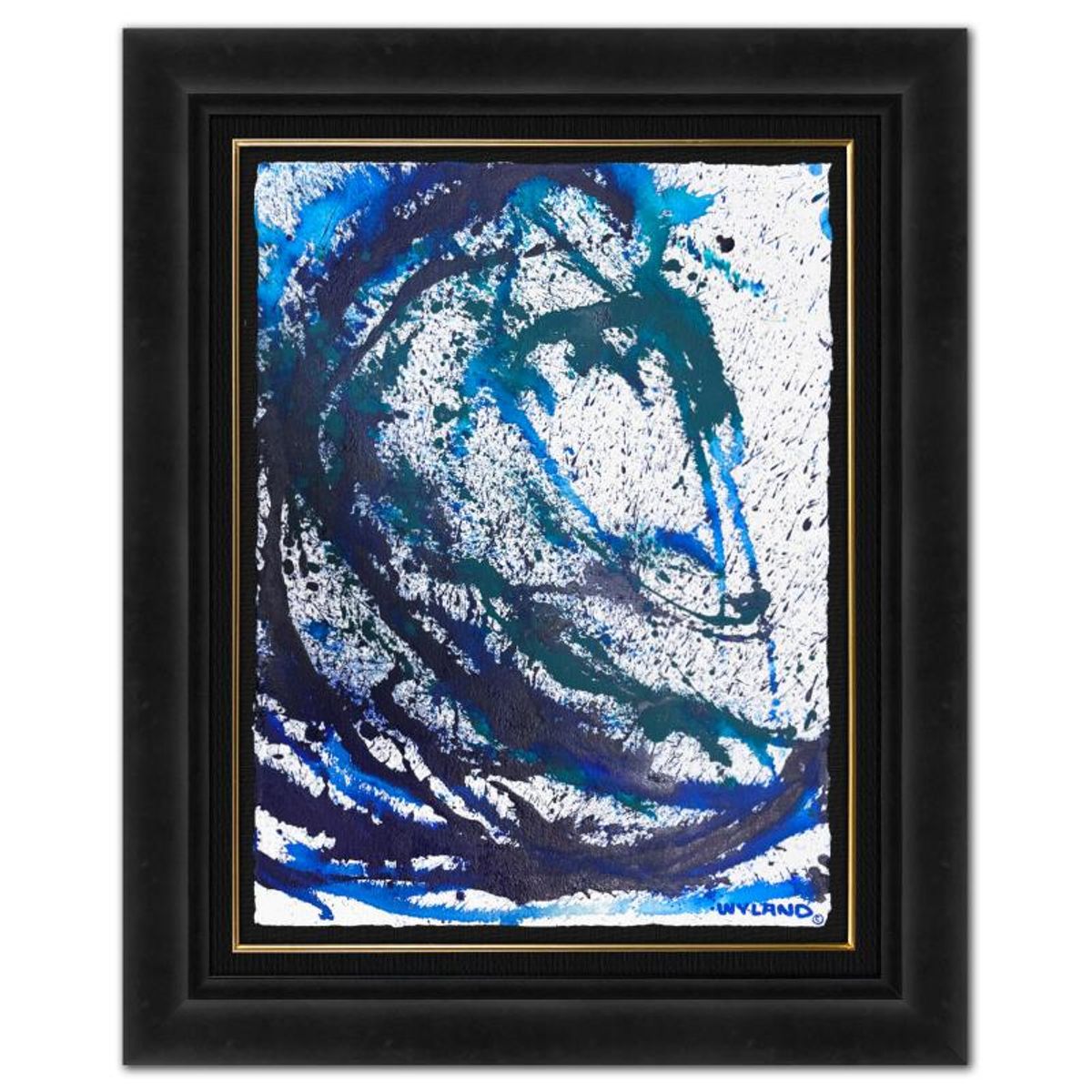 Wyland, "Untitled Abstract" Framed Original Painting on Paper, Hand Signed with Letter of Authenticity.