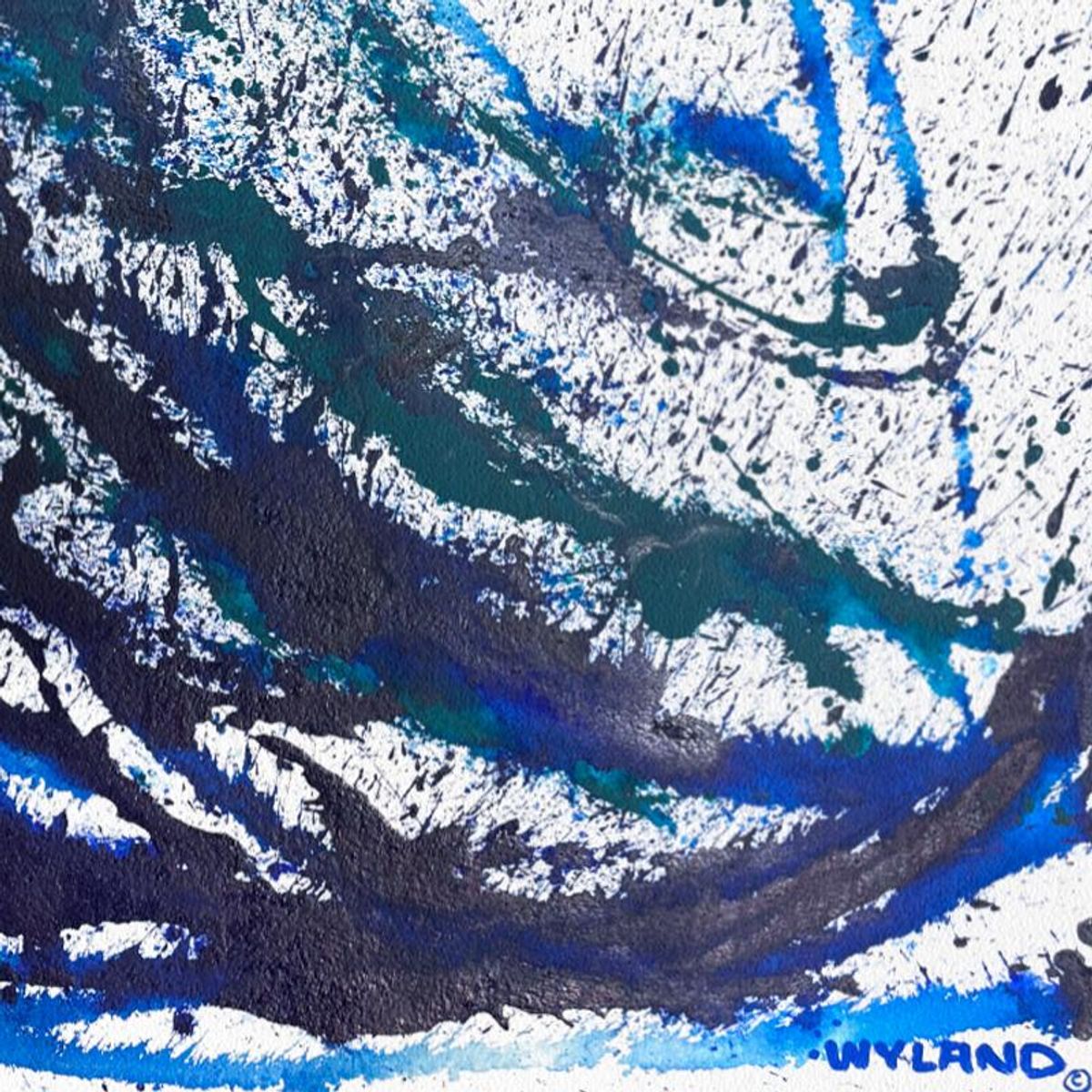 Wyland, "Untitled Abstract" Framed Original Painting on Paper, Hand Signed with Letter of Authenticity.