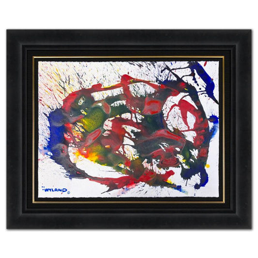 Wyland, "Untitled Abstract" Framed Original Painting on Paper, Hand Signed with Letter of Authenticity.