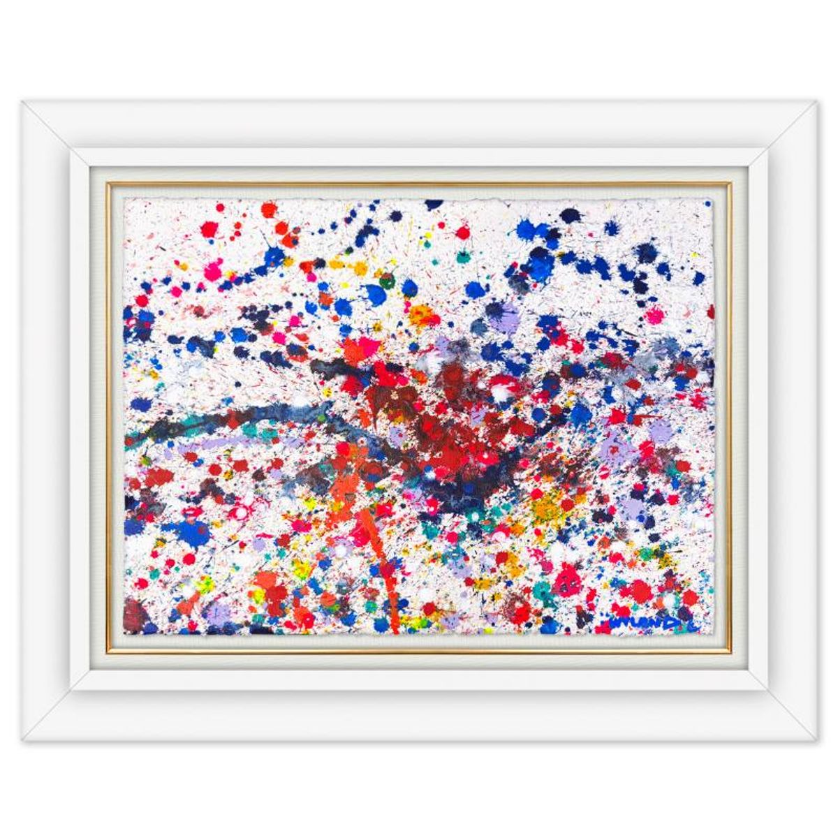 Wyland, "Untitled Abstract" Framed Original Painting on Paper, Hand Signed with Letter of Authenticity.