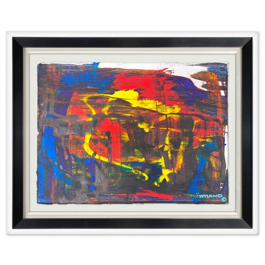 Wyland, "Untitled Abstract" Framed Original Painting on Paper, Hand Signed with Letter of Authenticity.