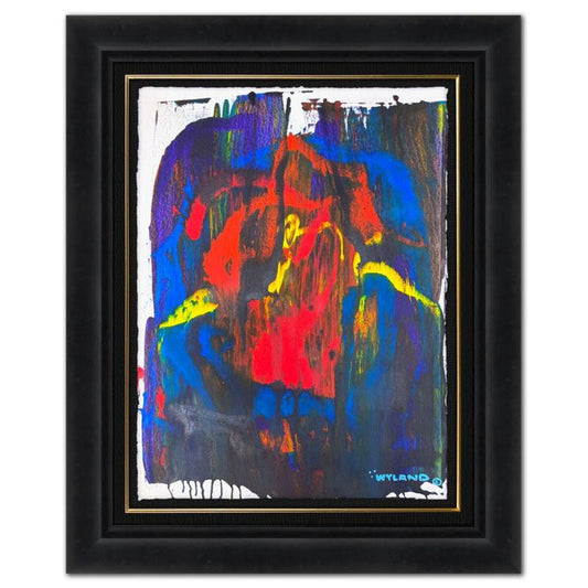 Wyland, "Untitled Abstract" Framed Original Painting on Paper, Hand Signed with Letter of Authenticity.