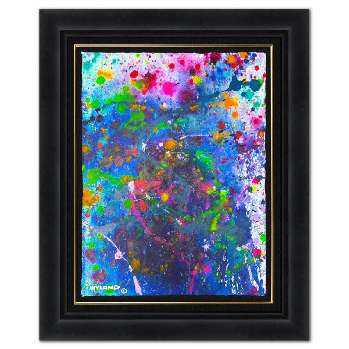 Wyland, "Untitled Abstract" Framed Original Painting on Paper, Hand Signed with Letter of Authenticity.