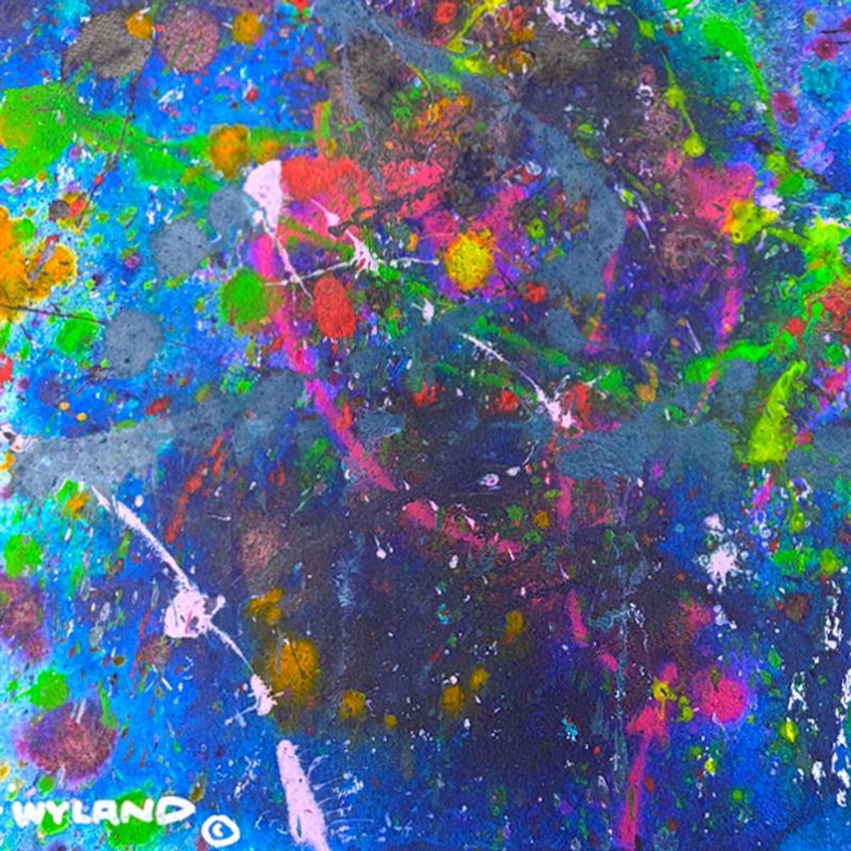 Wyland, "Untitled Abstract" Framed Original Painting on Paper, Hand Signed with Letter of Authenticity.