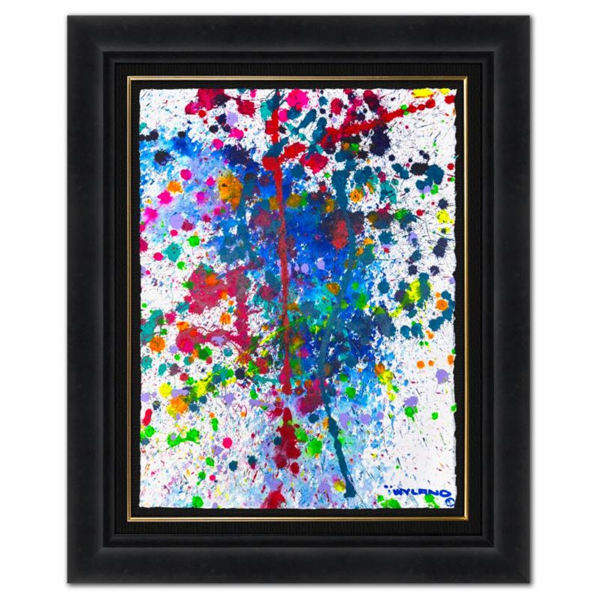 Wyland, "Untitled Abstract" Framed Original Painting on Paper, Hand Signed with Letter of Authenticity.