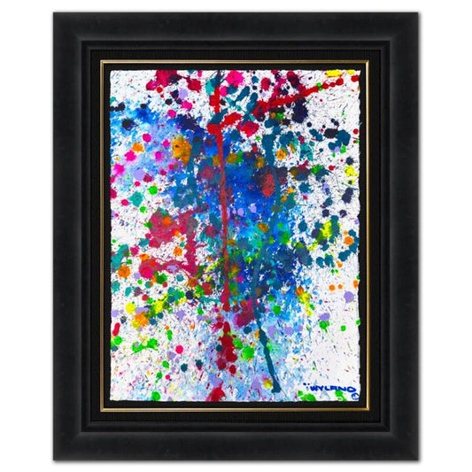 Wyland, "Untitled Abstract" Framed Original Painting on Paper, Hand Signed with Letter of Authenticity.
