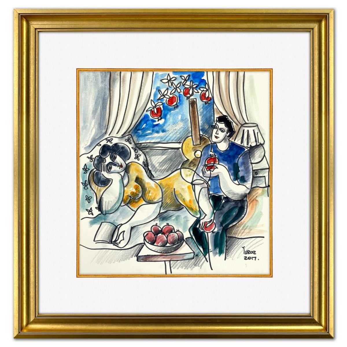 Yuroz, Framed Original Painting, Hand Signed with Letter of Authenticity.