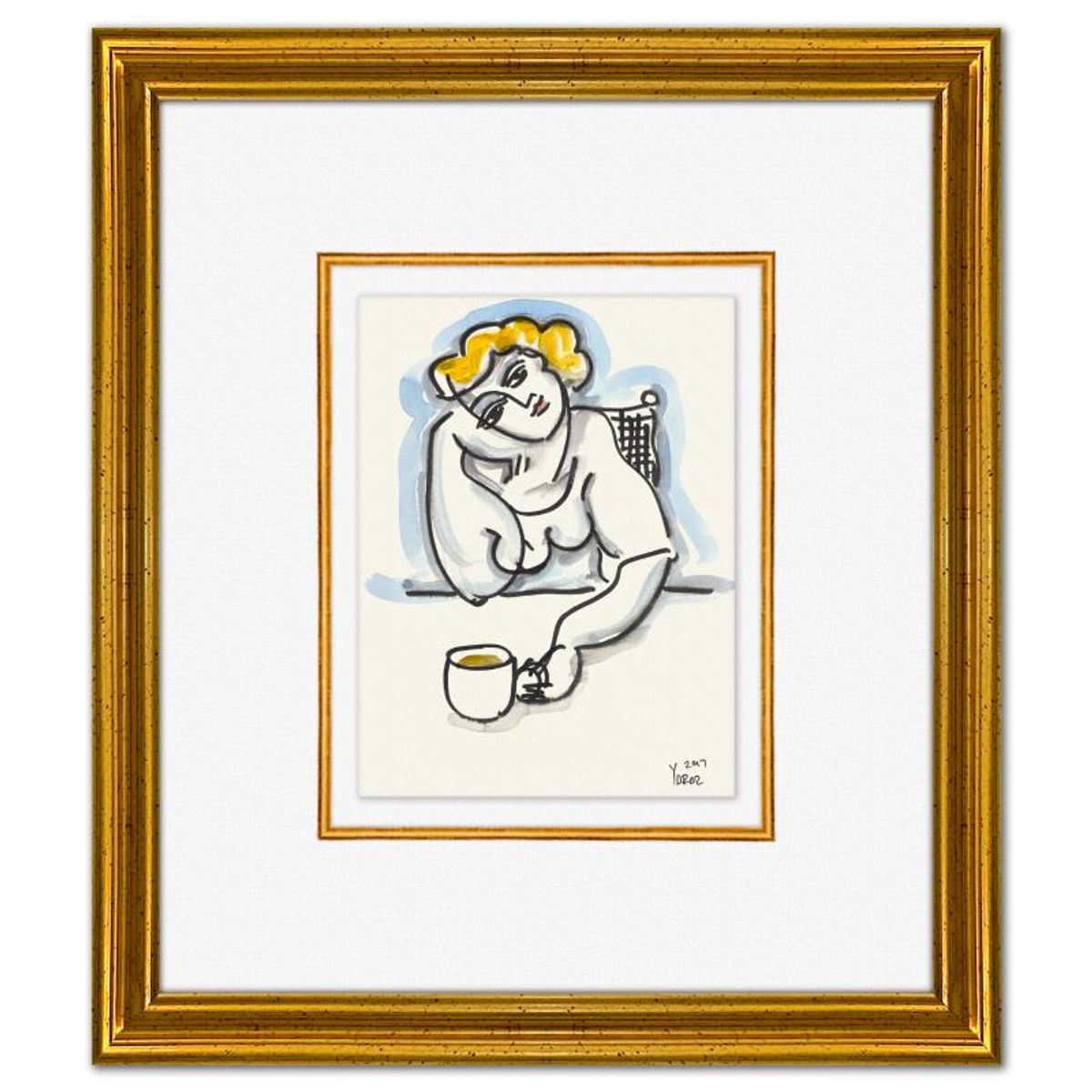 Yuroz, Framed Original Painting, Hand Signed with Letter of Authenticity.