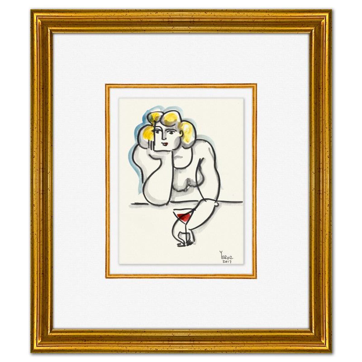 Yuroz, Framed Original Painting, Hand Signed with Letter of Authenticity.