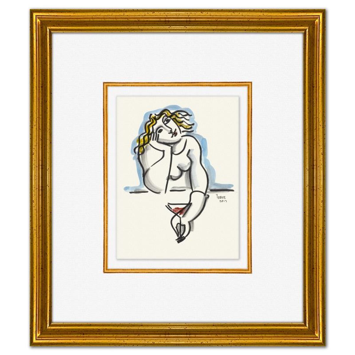 Yuroz, Framed Original Painting, Hand Signed with Letter of Authenticity.