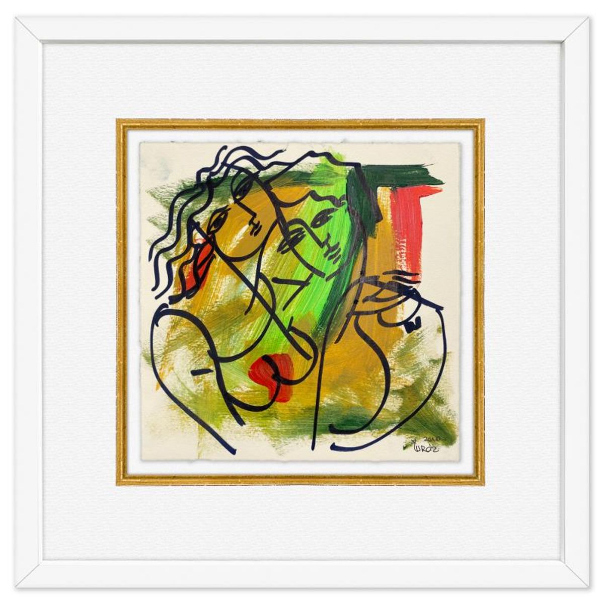 Yuroz, Framed Original Painting, Hand Signed with Letter of Authenticity.