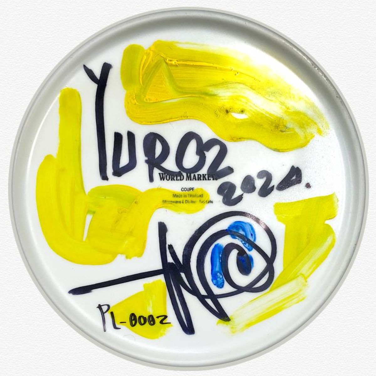 Yuroz, Framed Hand Painted Ceramic Plate, Hand Signed with Letter of Authenticity.