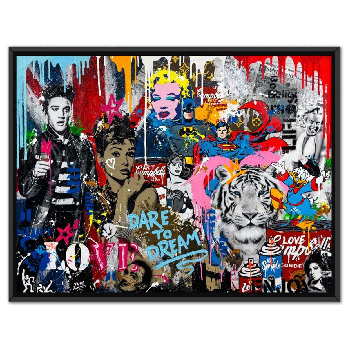 Yuvi, Framed Mixed Media Original on Canvas, Hand Signed with Letter of Authenticity.