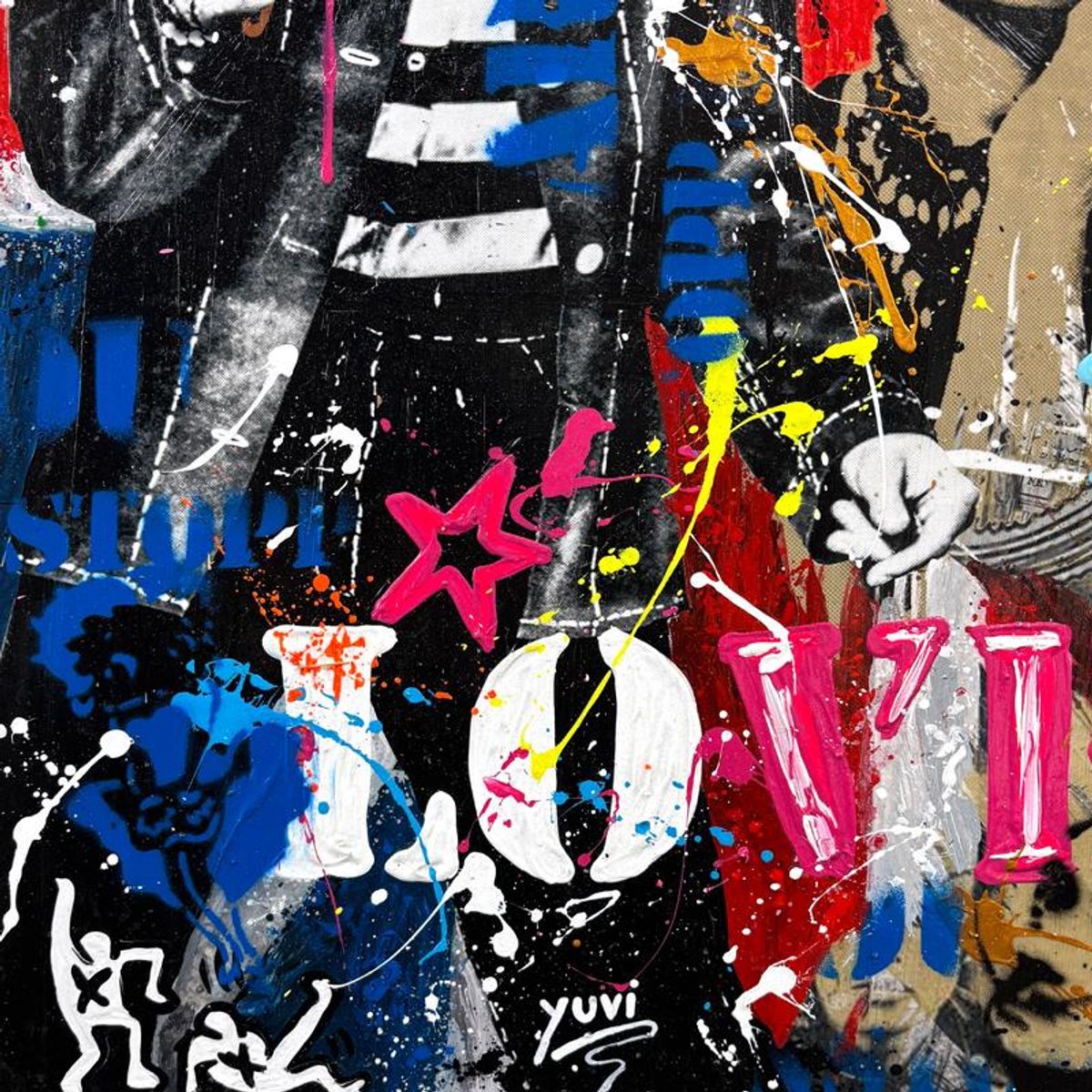 Yuvi, Framed Mixed Media Original on Canvas, Hand Signed with Letter of Authenticity.