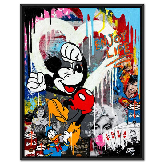Yuvi, Framed Mixed Media Original on Canvas, Hand Signed with Letter of Authenticity.
