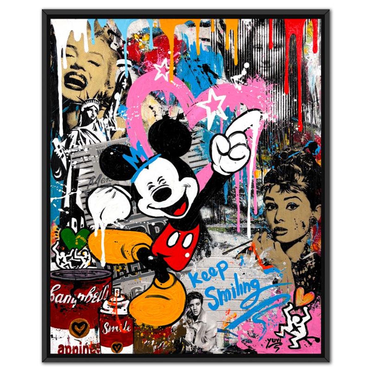 Yuvi, Framed Mixed Media Original on Canvas, Hand Signed with Letter of Authenticity.