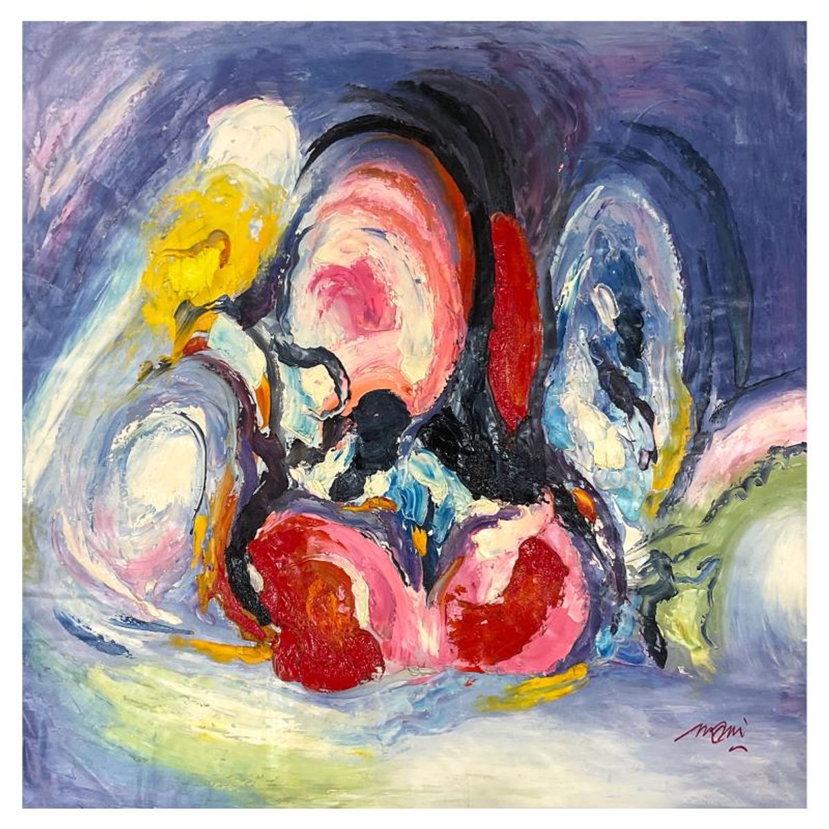 Zahra, Original Acrylic Painting on Canvas (46" x 46"), Hand Signed with Letter of Authenticity