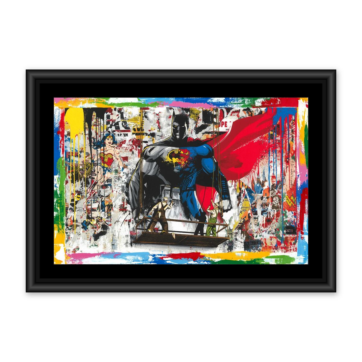 Mr. Brainwash- Mixed Media Paper "Batman VS Superman"