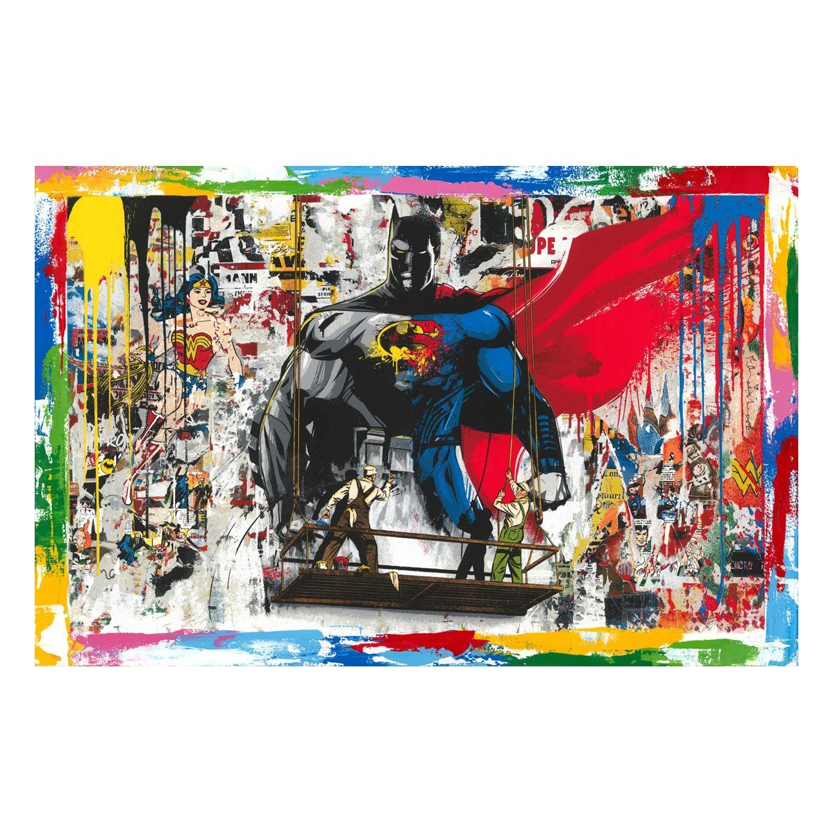 Mr. Brainwash- Mixed Media Paper "Batman VS Superman"