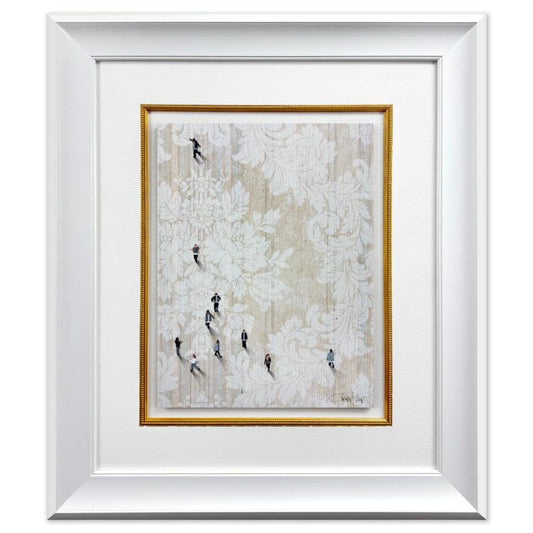 Craig Alan, "Fragments (Populous)" Framed Original Mixed Media on Vintage Wallpaper, Hand Signed with Letter of Authenticity.
