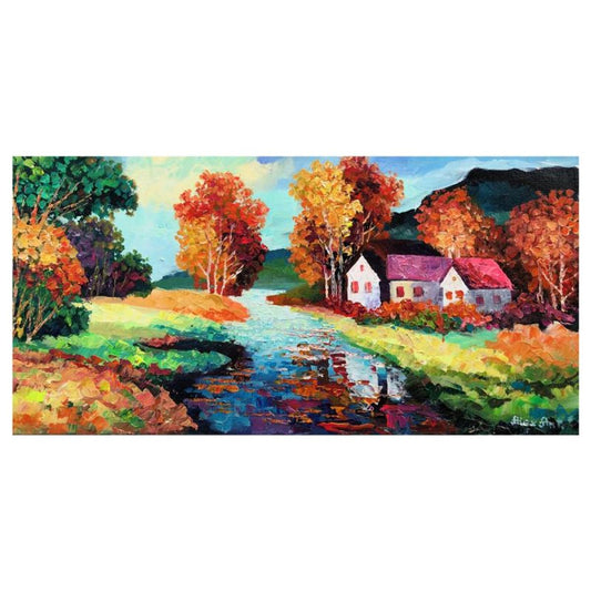 Alexander Antanenka, "My Little Village" Original Painting on Canvas, Hand Signed with Letter of Authenticity.
