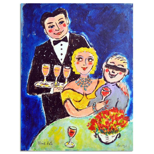 Wayne Ensrud, "Blind Date" Mixed Media Original Artwork with COA.